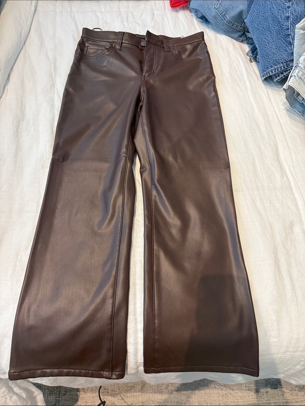 Women’s Banana Republic 27/4 Faux Leather Wide-Leg Pants - Dark Brown